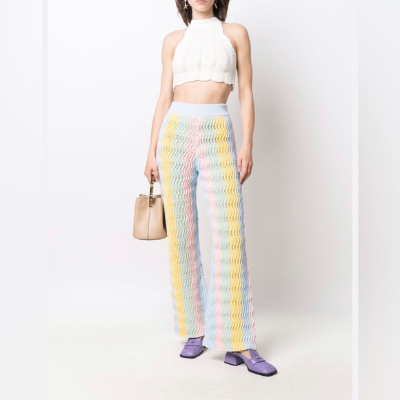 Casablanca Rainbow Gradient Crochet Flare Trousers - Picture 3 of 14